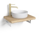 Plan-vasque 60 à 160 cm en chêne massif, finition chêne miel, coupe droite ou rustique, Source