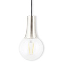 Suspension design chromé mat avec ampoule ronde transparente