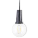 Suspension design noir avec ampoule ronde transparente