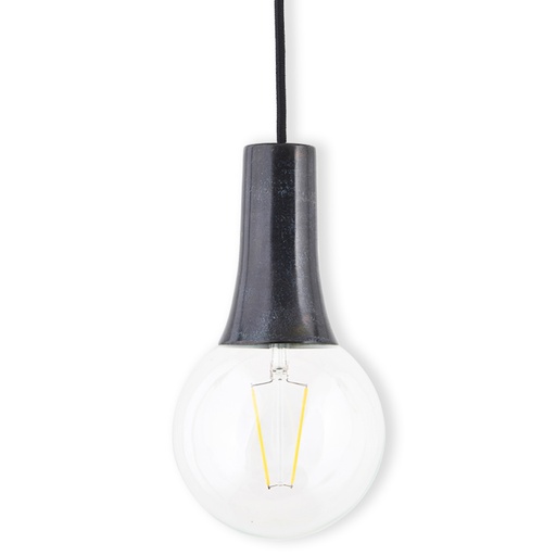 Suspension design noir avec ampoule ronde transparente