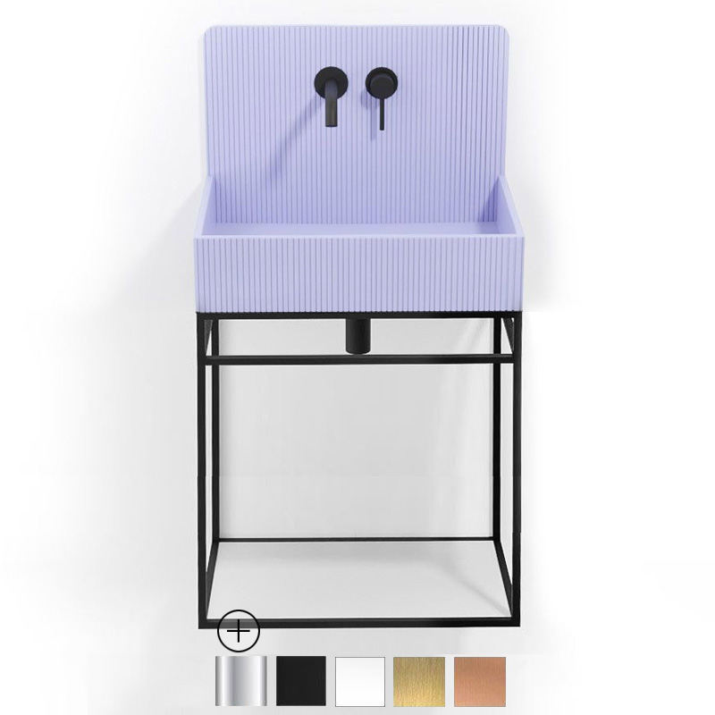 Lavabo structure suspendue 60x38 cm, aspect béton bleu, Roneo