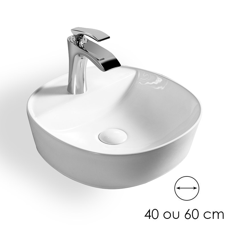 Vasque à poser 40x40 cm ou 60x40 cm avec plage, céramique, Art