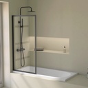 Pare-baignoire fixe 70x140 ou 80x140 cm, profilé noir, Indus