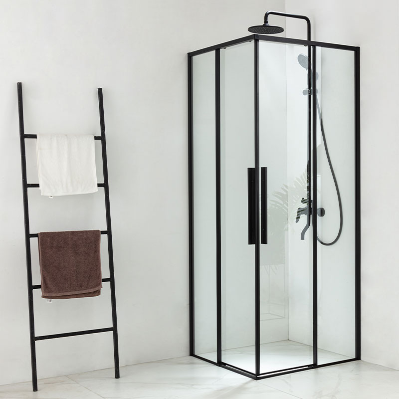 Cabine de douche coulissante 80x80 ou 90x90 cm, noir mat, Arena Black