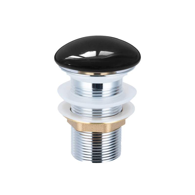 Bonde lavabo Clic-Clac ou Fixe en laiton, Céramique Noir Brillant