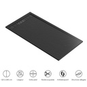 Receveur de douche 90x140, 160 ou 200 cm. Grille noire, Composite Noir, Jungle