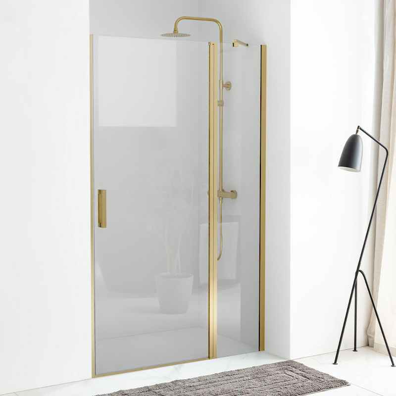 Porte de douche pivotante + fixe de 80 à 120cm Doré mat, Padel