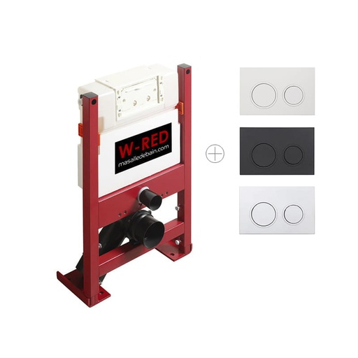 Bati-support FAIBLE HAUTEUR Autoportant universel, plaque de commande double touche W-RED