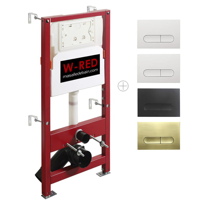 Bati-support, PRO universel, plaque de commande double touche rectangulaire W-RED