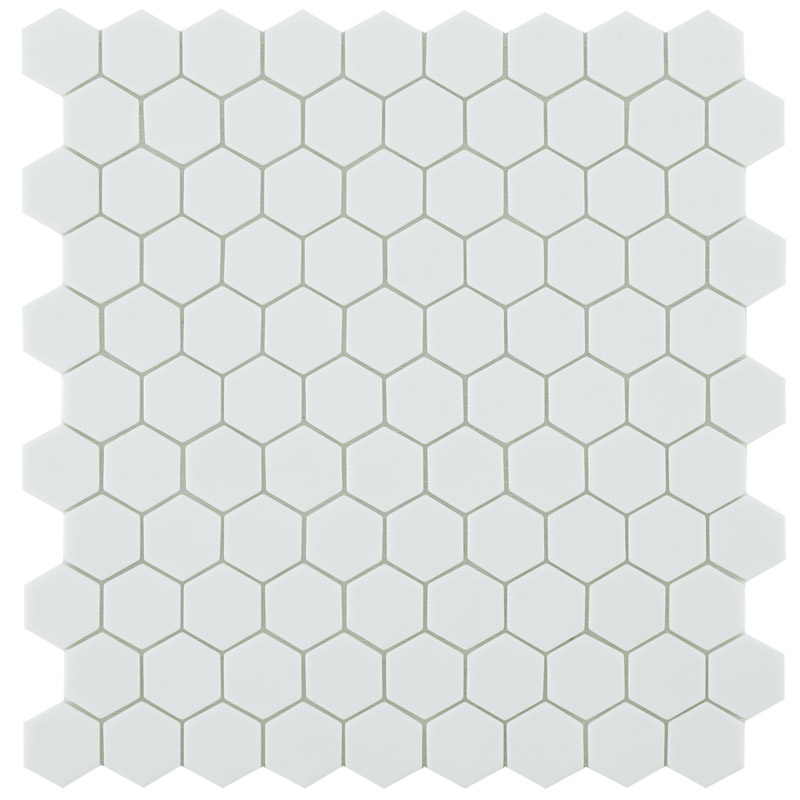 Mosaïque héxagonale verre recyclé blanche, 31x32 cm, Nordic matt white