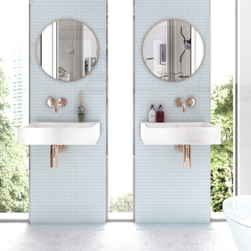 Mosaïque verre recyclé bleu clair, 31x31 cm, Nordic matt light blue