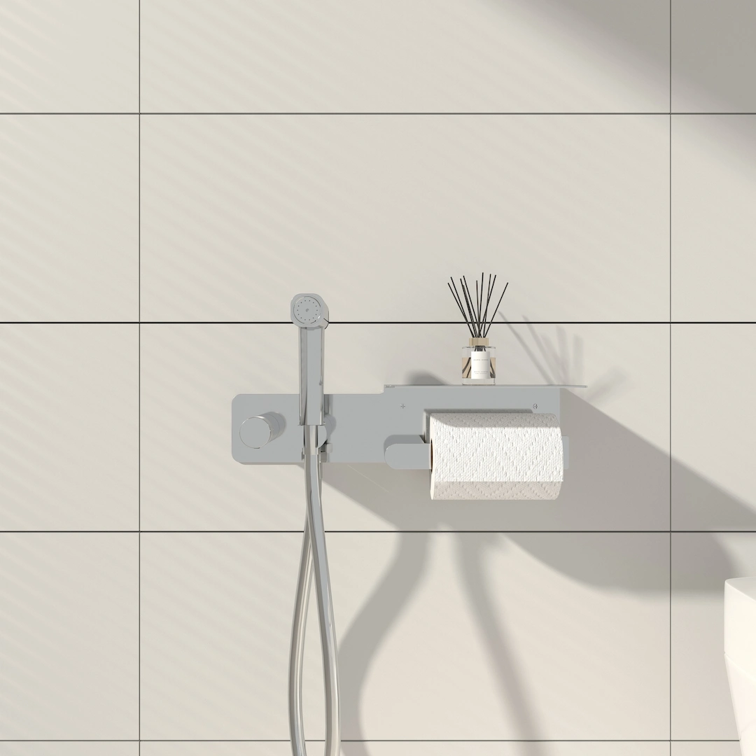 Set Douchette hygiénique avec porte rouleau Chrome Châtelet