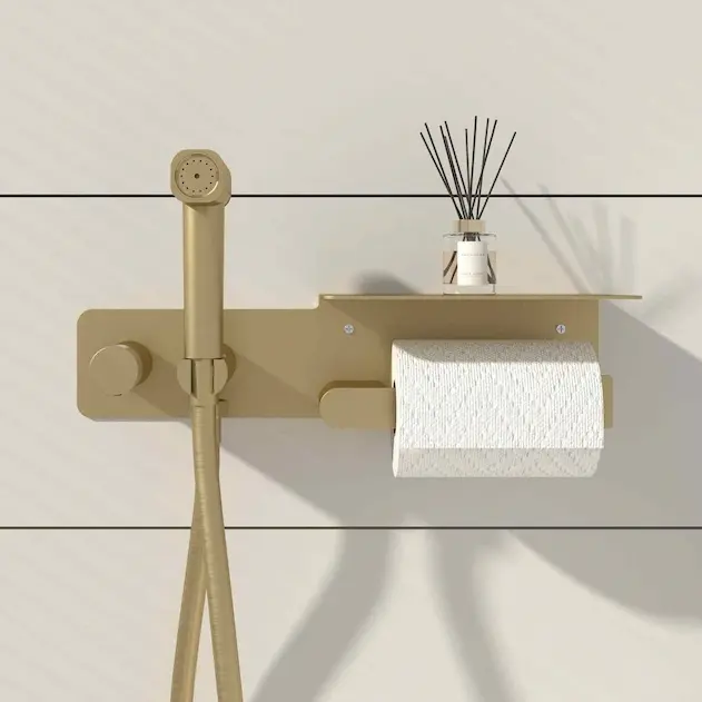 Set Douchette hygiénique avec porte rouleau Châtelet, 3 couleurs