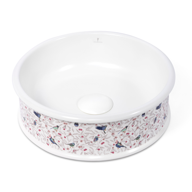 Vasque à poser, 42,5x14 cm, Porcelaine de Paris, Blanc mat, Colibri ourlé
