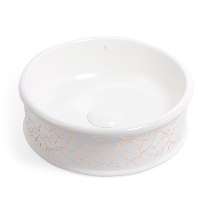 Vasque à poser, 42,5x14 cm, Porcelaine de Paris, Blanc ourlé