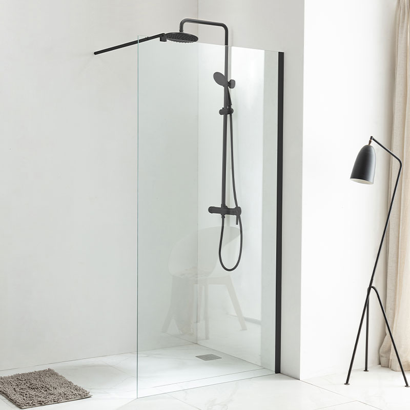 Paroi de douche fixe 60 à 160 cm, profilé noir mat, Altea Black