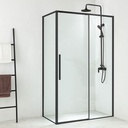 Cabine de douche coulissante, retour fixe 70cm, porte 100,120 ou 140, noir mat, Arena