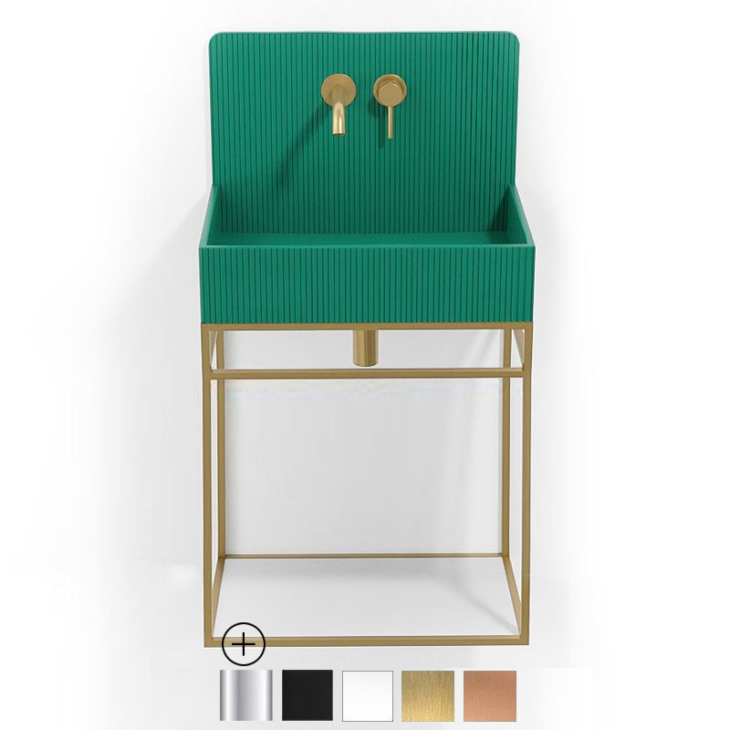 Lavabo structure suspendue 60x38 cm, aspect béton vert, Roneo