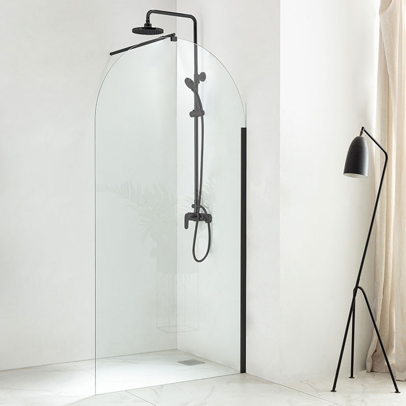 Paroi de douche arrondie 80 à 120 cm, fixe, profilé noir, Altea Round