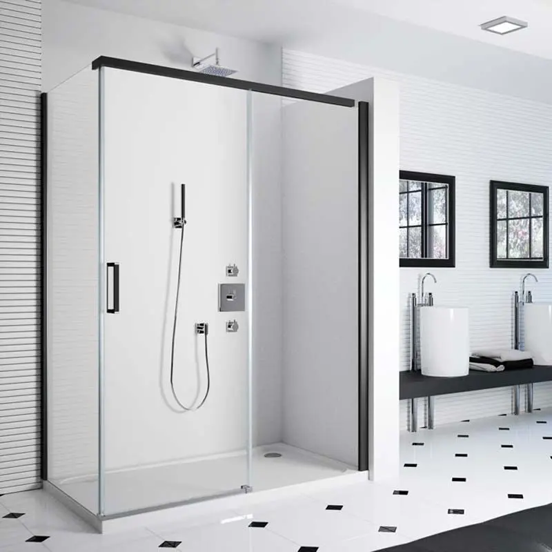 Cabine de douche coulissante Colors Black Matt, 120x90 cm