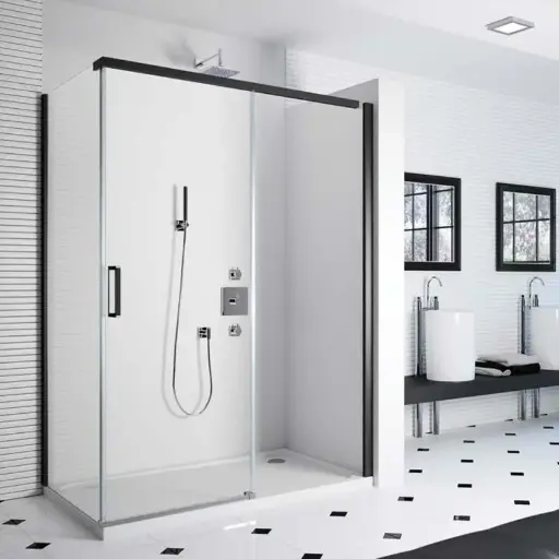 Cabine de douche coulissante Colors Black Matt, 120x90 cm