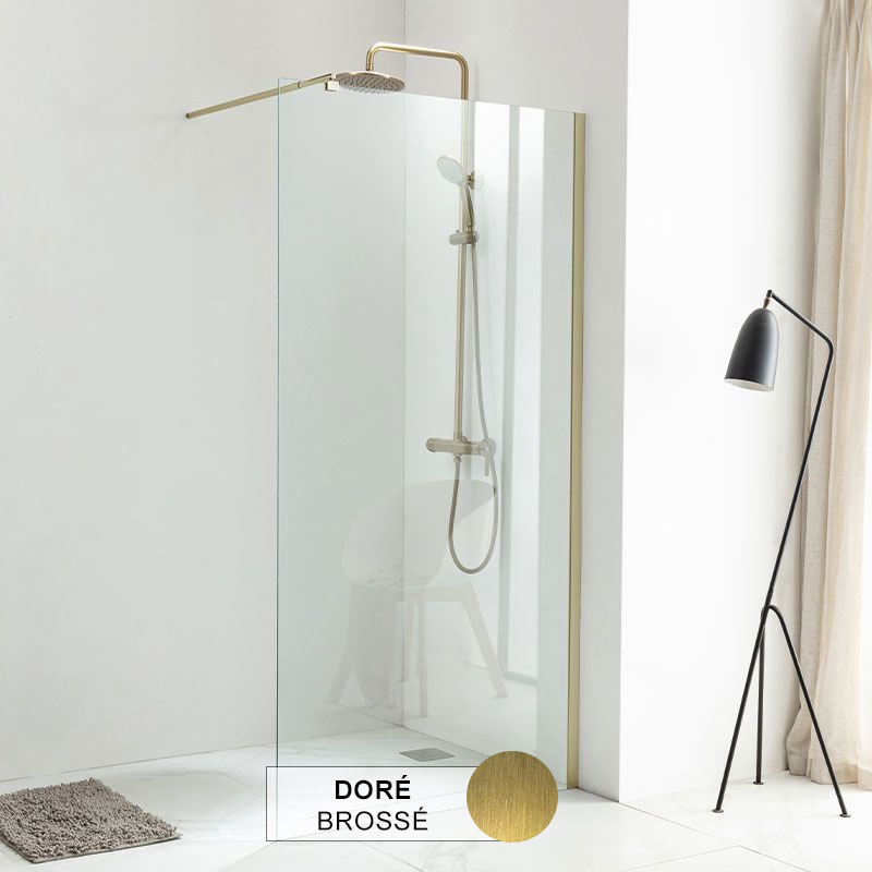 Paroi de douche fixe 60 à 160 cm, profilé doré brossé, Altea