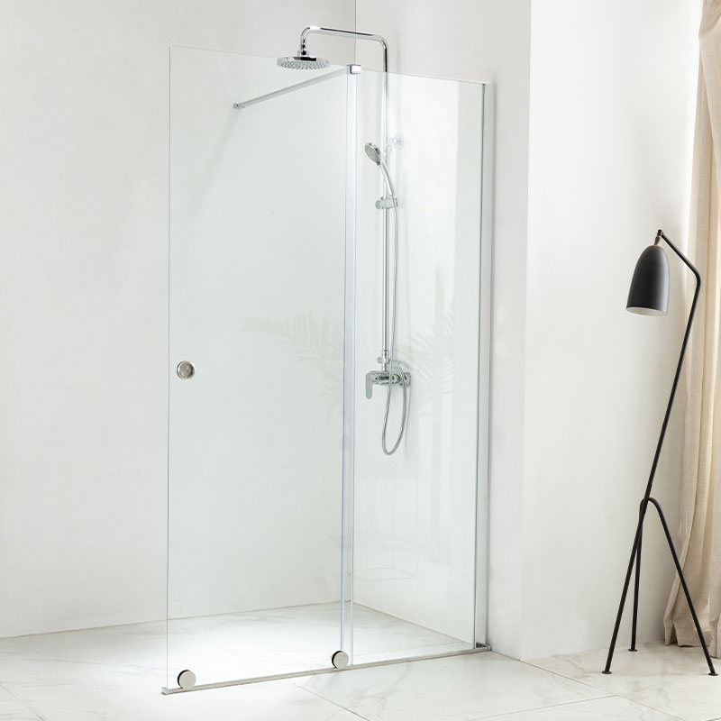 Paroi de douche 120 ou 140 cm, fixe + porte coulissante, profilé chromé, Arca