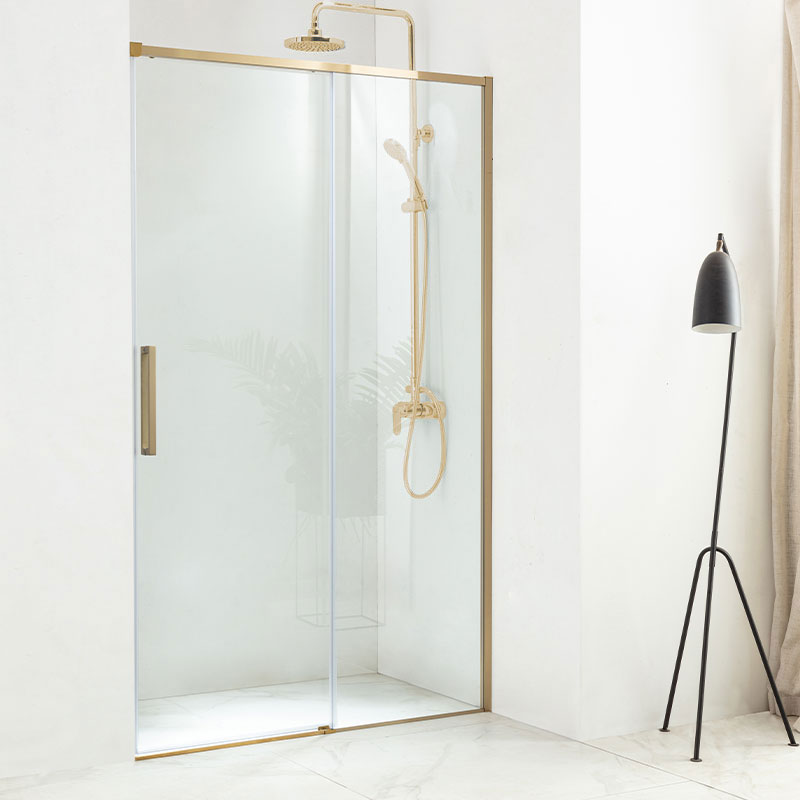 Porte de douche coulissante 110 à 140 cm, doré brossé, Arena 2