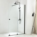 Paroi de douche 120 ou 140 cm, fixe + porte coulissante, profilé noir mat, Arca