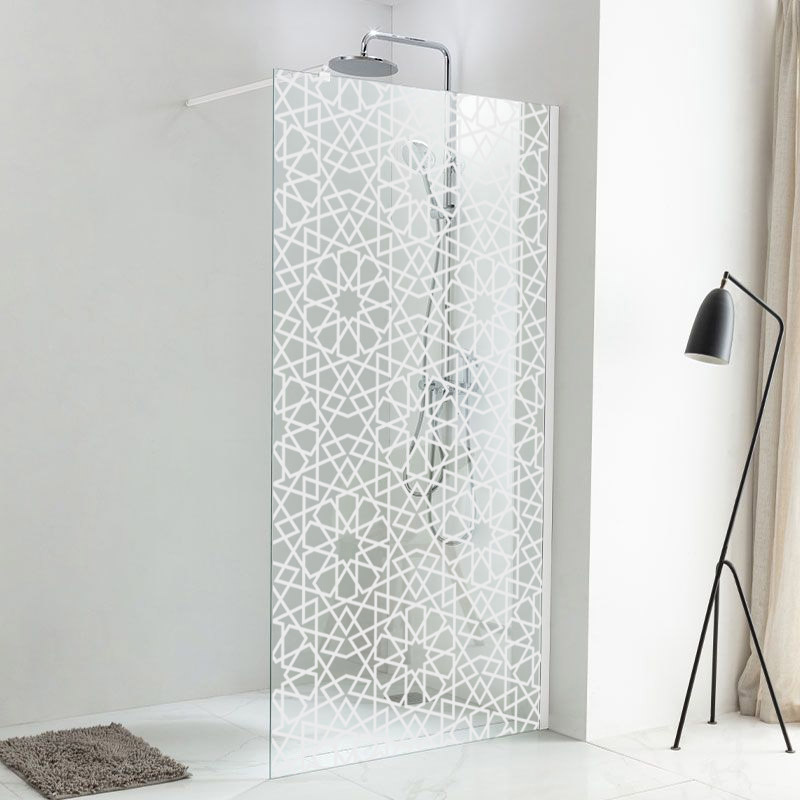 Paroi fixe Sérigraphiée, Profilé Blanc Mat, 80, 100, 110 et 120 cm, Ryad Altea