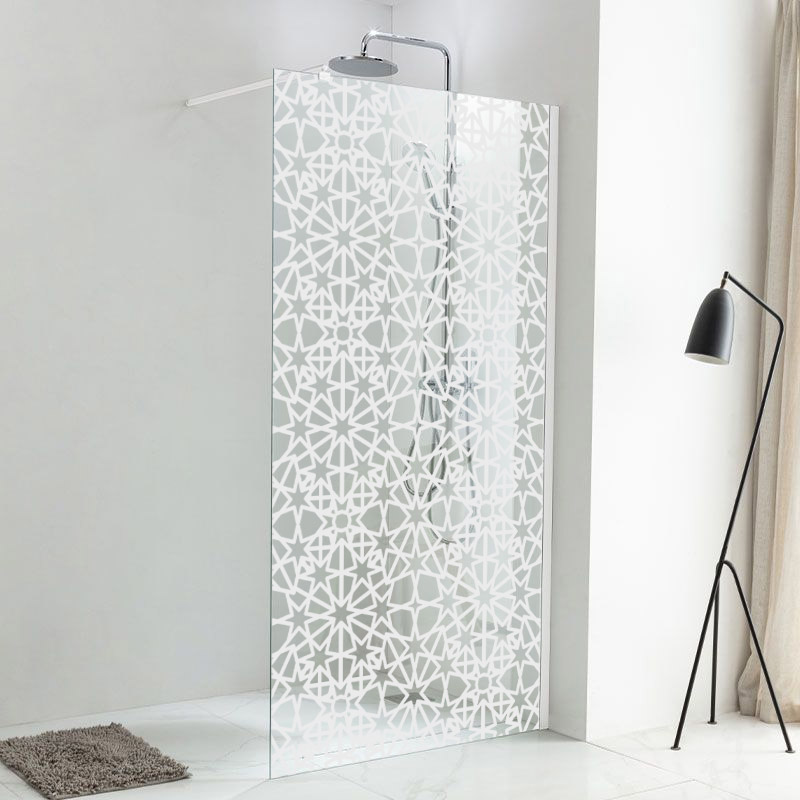 Paroi fixe Sérigraphiée, Profilé Blanc Mat, 80, 100, 110 et 120 cm, Palmeraie Altea