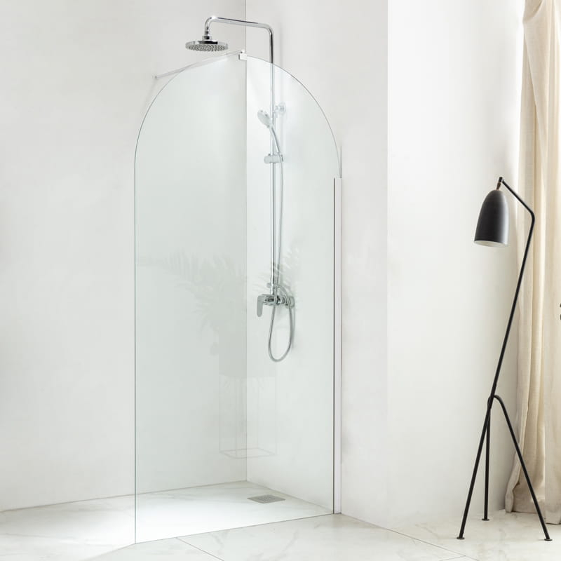 Paroi de douche arrondie 80 à 120 cm, fixe, profilé blanc mat, Altea Round