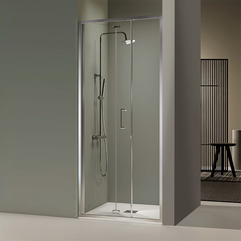 Porte de douche pliable sur mesure, chromé, de 66 à 94 cm  Prisma