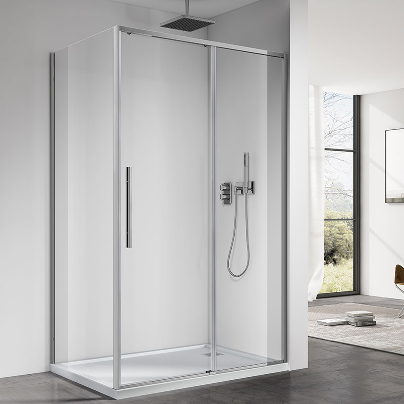 Cabine de douche 140x90cm  coulissante, chromé, Arena