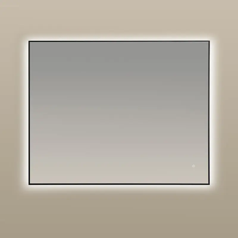 Miroir Rectangulaire100X80 rétroéclairage Led et Anti-Buée Noir Mat, Châtelet 