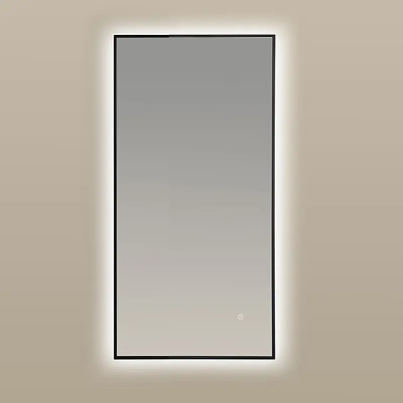 Miroir Rectangulaire 40X80cm rétroéclairage Led et Anti-Buée Noir Mat, Chatelet
