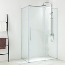 Cabine de douche porte coulissante 140cm, retour fixe 70 ou 80cm, chromé, Arena