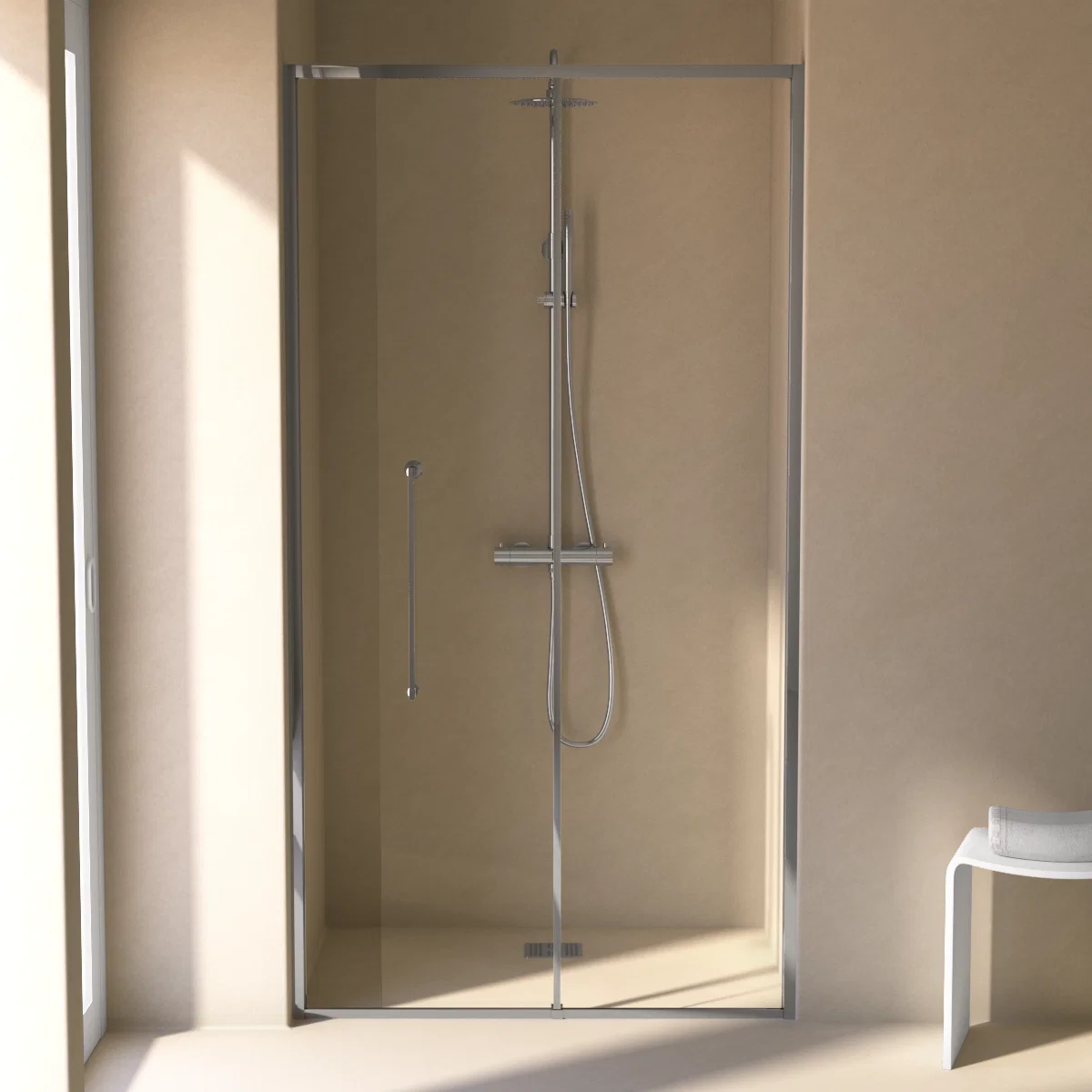 Porte de douche Coulissante de 106.8 à 168.5 cm Chromée, Paro