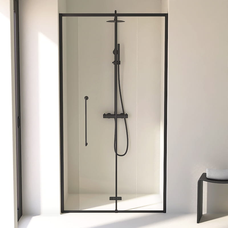 Porte de douche Coulissante de 106.8 à 168.5 cm Noir mat, Paro