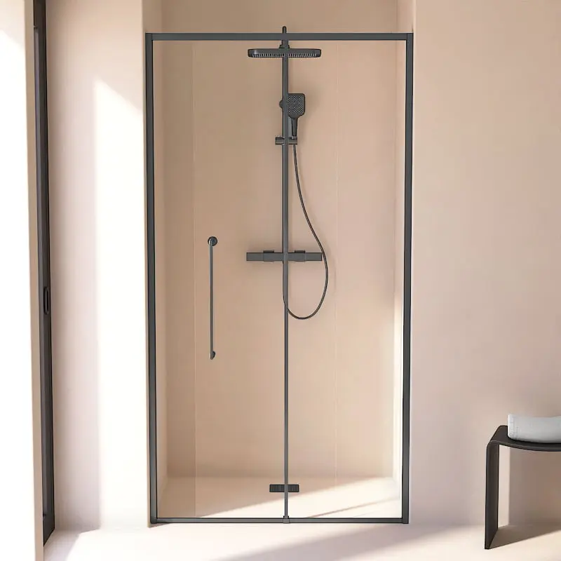 Porte de douche Coulissante de 106.8 à 168.5 cm Gun métal, Paro