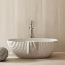 Baignoire ilot cannelée blanc mat 170x85 cm, Prince 