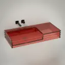 Plan vasque suspendu transparent rouge 100x45x15, Zante
