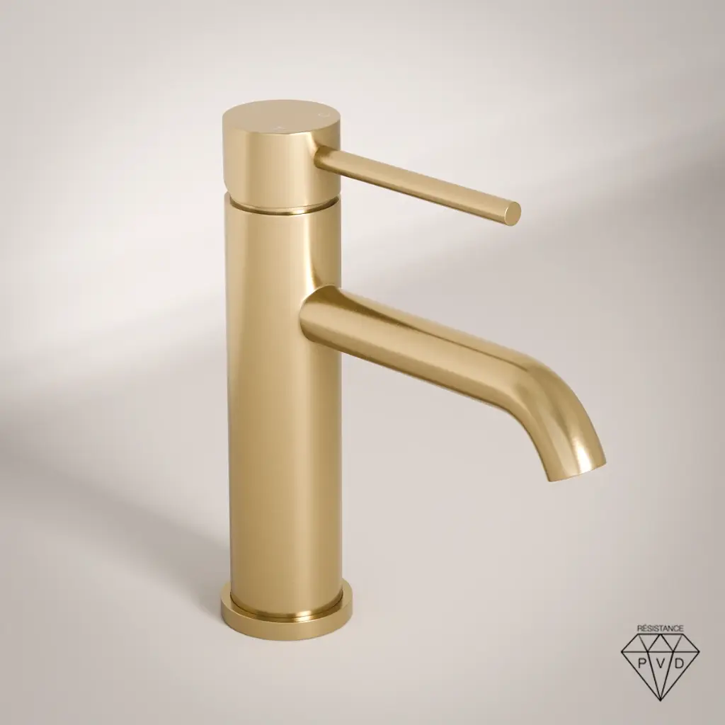 Robinet mitigeur lavabo, Châtelet, doré brossé