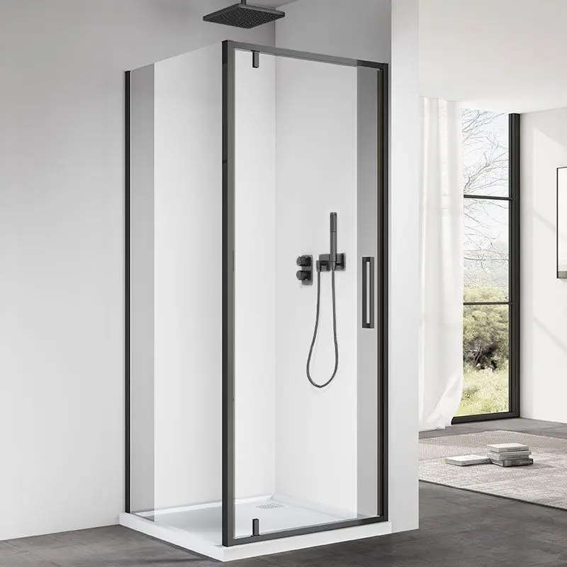 Cabine de douche pivotante, Sur mesure de 58 à 95,4 cm, retour de 70 à 100cm Noir mat, Arena  