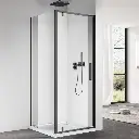 Cabine de douche pivotante, Sur mesure de 58 à 95,4 cm, retour de 70 à 100cm Noir mat, Arena  