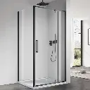 Cabine de douche pivotante + fixe, Sur mesure de 93 à 165,4 cm, noir Brossé, Arena