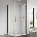 Cabine de douche pivotante + fixe, Sur mesure de 93 à 165,4 cm, Doré Brossé, Arena