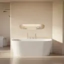 Baignoire murale, avec plage de robinetterie, 160 ou 170 cm, acrylique mat, Milos 