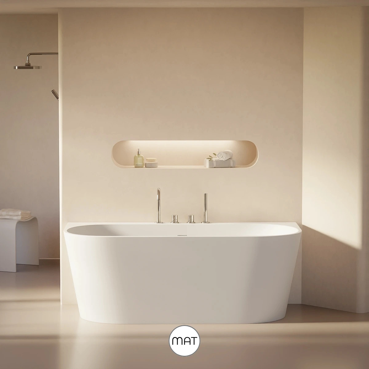 Baignoire murale en acrylique mat