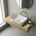 Vasque à poser, 50x39 cm, céramique avec liseré doré, 3 couleurs, Line